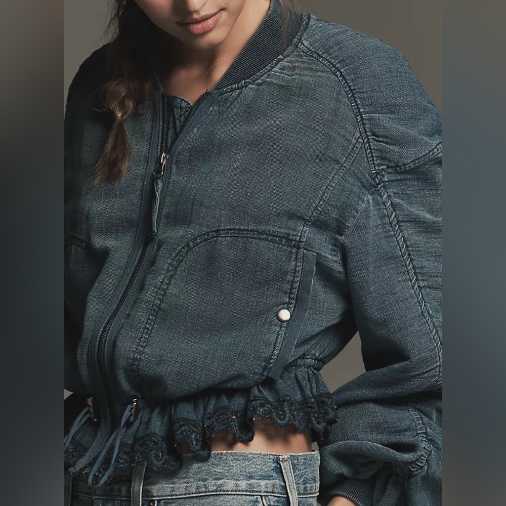 Anthropologie Blue Bomber Jacket